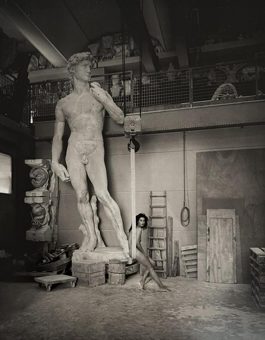 Marc Lagrange, Bull Bearing, 2000's, Large Format: Photographer: Marc Lagrange was a Belgian photographer known for his nude portraits of female figures. Lagrange created dream-like and fantastical narrative pictures populated by beautiful nudes that