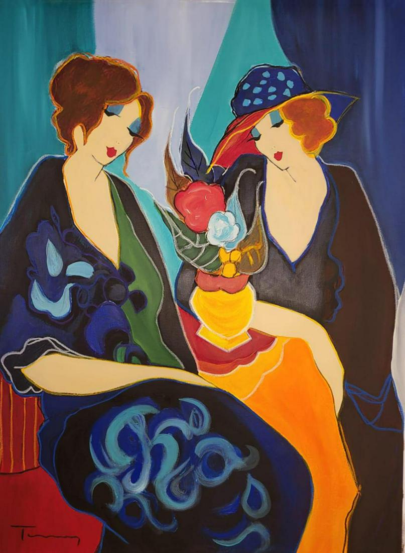 TARKAY, ITZCHAK, "SILENT THOUGHTS - 1994" ORIGINAL MIX MEDIA WITH ACRYLIC ON CANVAS 40X30" (1 of 1)