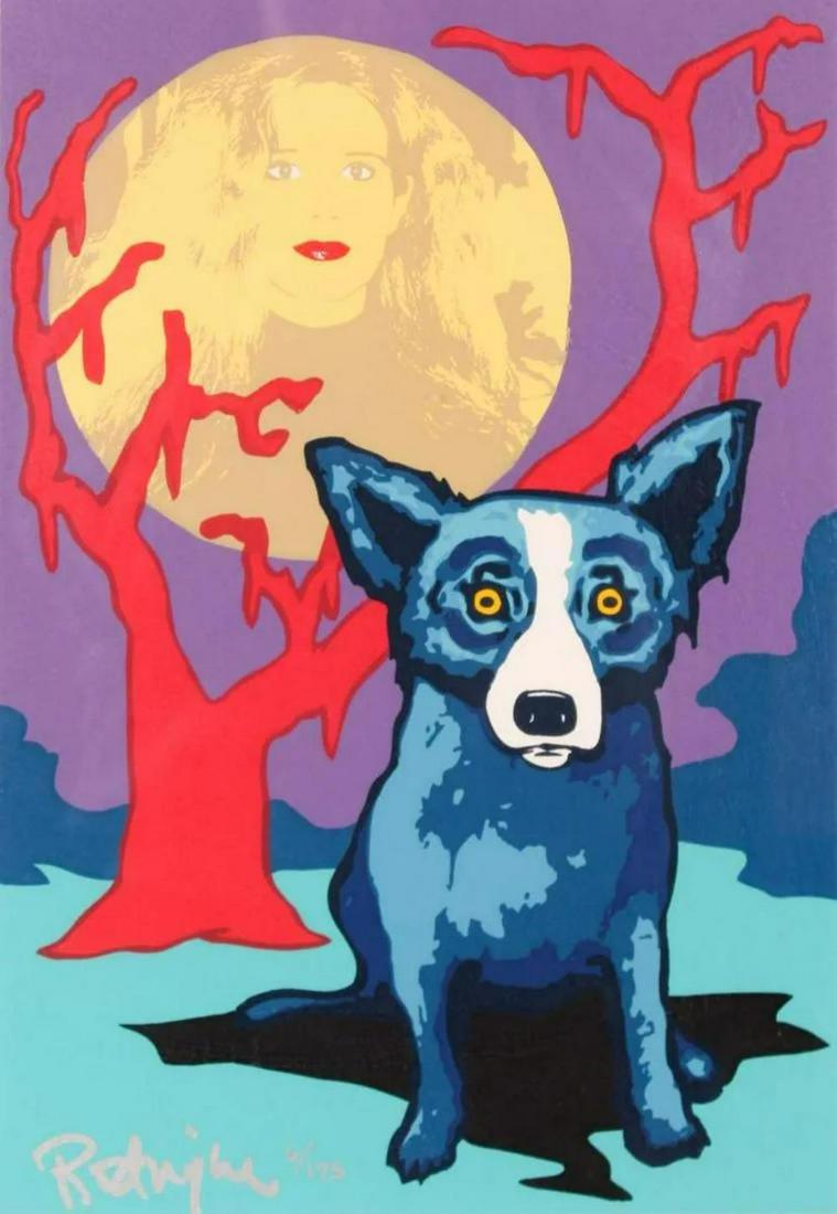 George Rodrigue, Night Love White - III, Signed & Numbered Silkscreen 1997 (1 of 2)