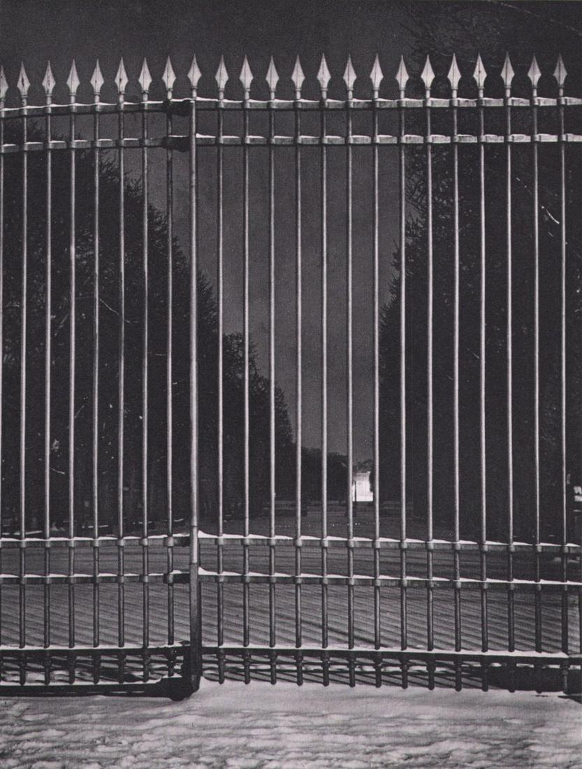 Brassai, Gate of the Jardin Du Luxembourg, 1932: Photographer: Brassai (pseudonym of Gyula Halsz, 1899 - 1984) - historically important Hungarian photographer, sculptor and filmmaker who rose to fame in France. Title: Gate of the Jardin Du Luxembour