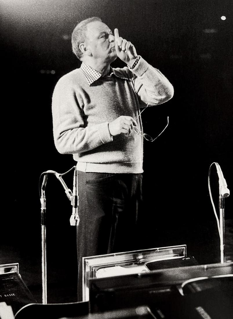 Terry O'Neill, Frank Sinatra Asks For A Little Quiet During Rehearsals, 1989 (1 of 1)