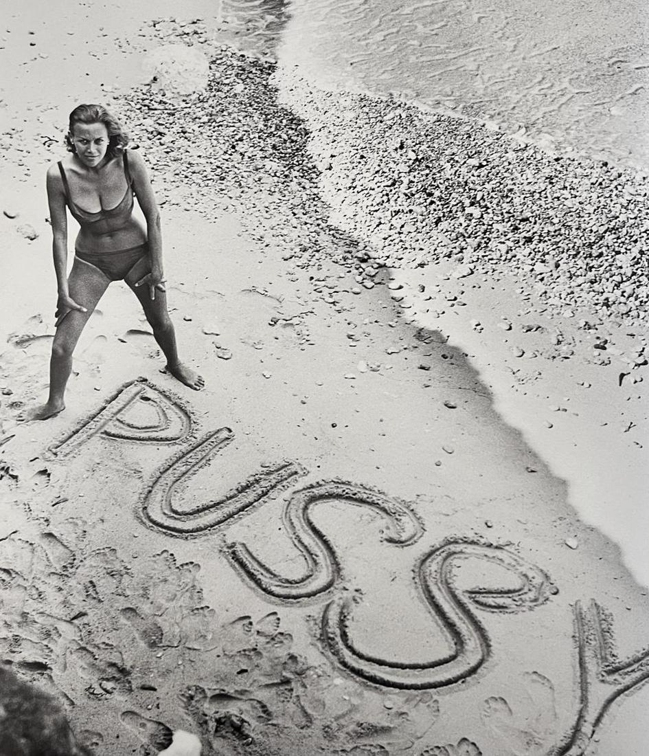 Terry O'Neill, Honor Blackman Proudly Standing Over The Name Of Her Character, Pussy Galore,: Photographer
