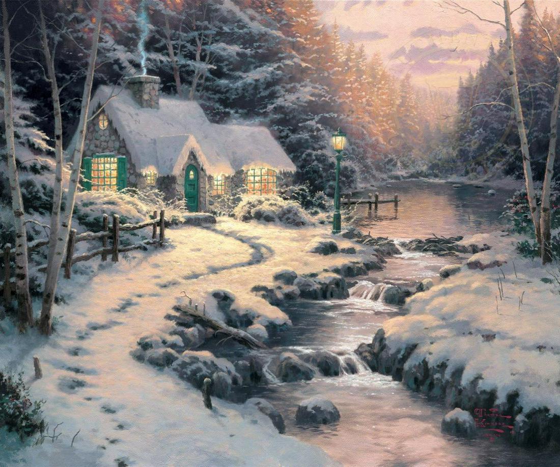 Thomas Kinkade, Evening Glow, Lithograph Signed & numbered, Framed (1 of 4)