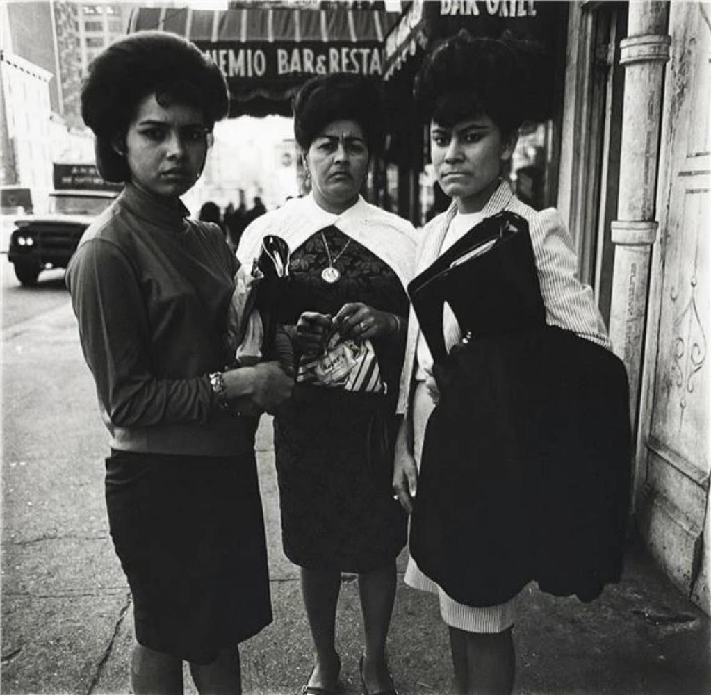 Diane Arbus, Three Puerto Rican woman, NYC, 1963: Photographer: Diane Arbus Born: March 14, 1923, New York, New York, United States. Died: July 26, 1971, Westbeth Artists Housing, New York, United States. Diane Arbus was an American photographer. Arb