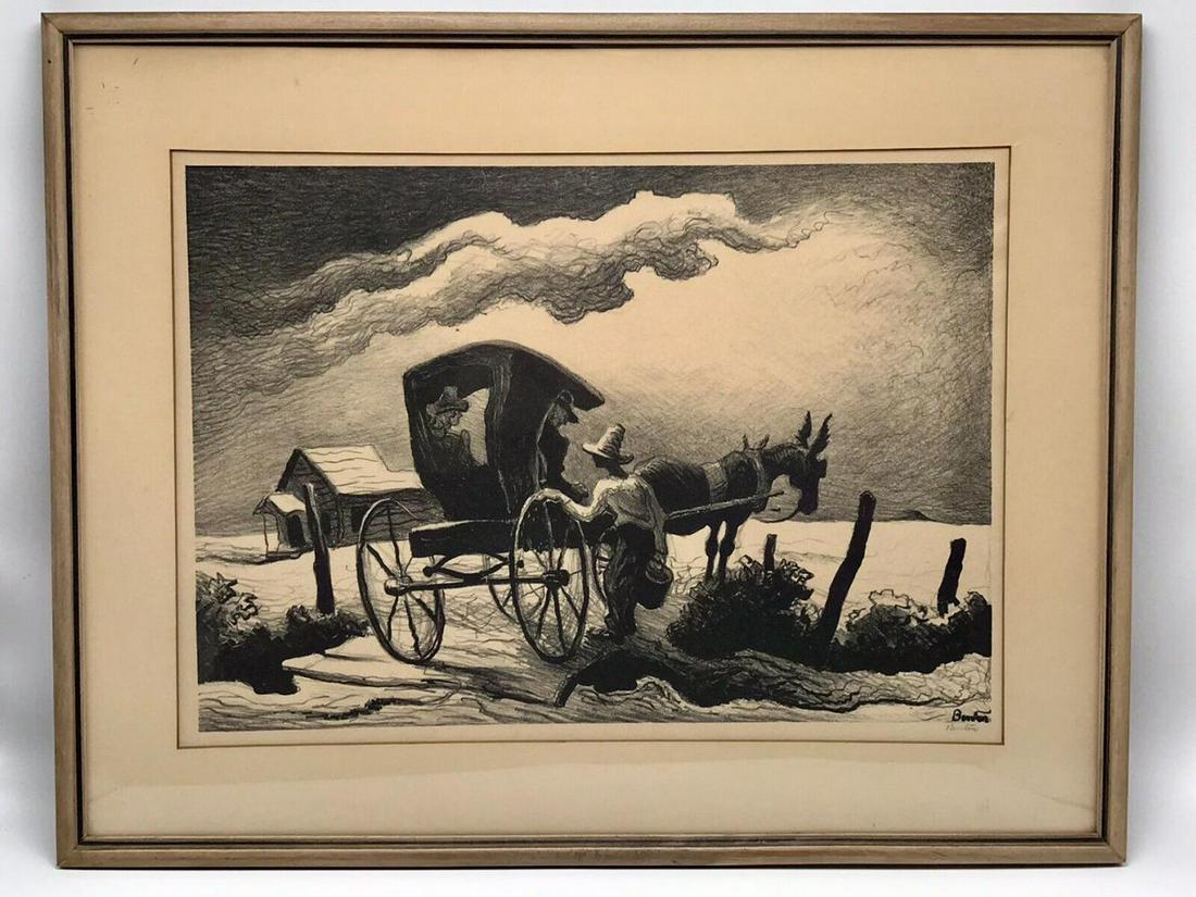 Thomas Hart Benton 'Gateside Conversation' 1946 hand signed limited edition lithograph (1 of 5)