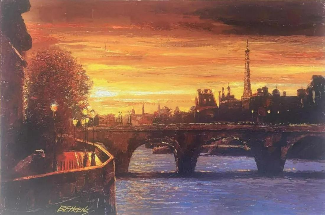 Howard Behrens "Twilight On The SeineII II" Original mixed media on canvas (1 of 2)