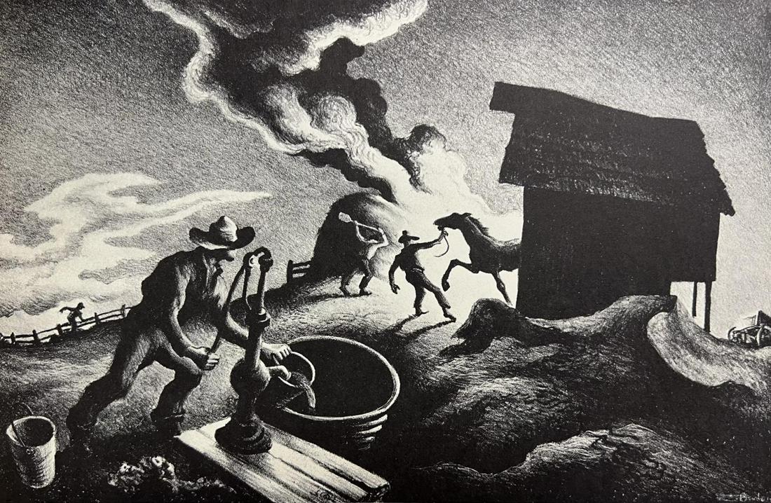 Thomas Hart Benton, Fire In The Barnyard, 1944: Artist: Thomas Hart Benton (1889-1975) was an American painter and muralist. Along with Grant Wood and John Steuart Curry, he was at the forefront of the Regionalist art movement. The fluid, sculpted