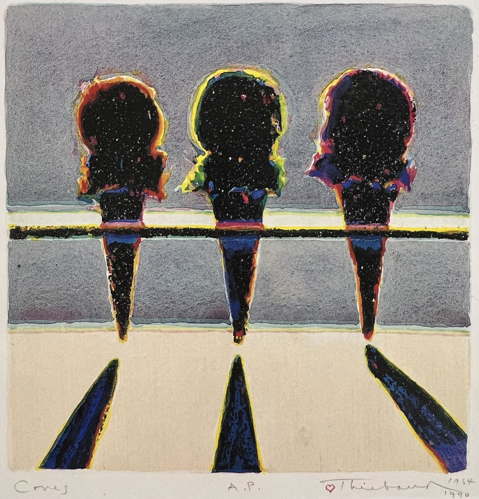 Wayne Thiebaud, Dark Cones, 1990, Plate Signed, Dated, Titled & Numbered (1 of 1)