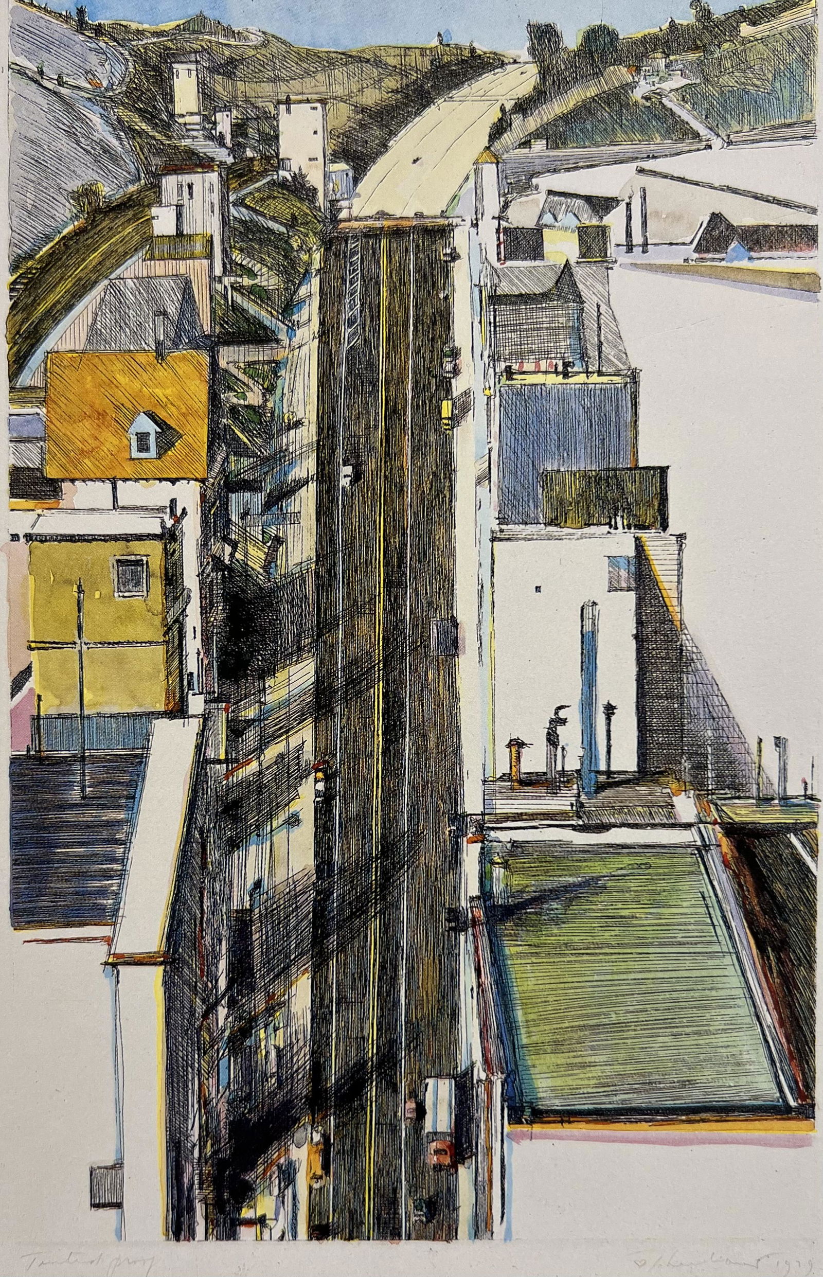 Wayne Thiebaud, Downgrade, 1979, Plate Signed, Dated & Titled (1 of 1)