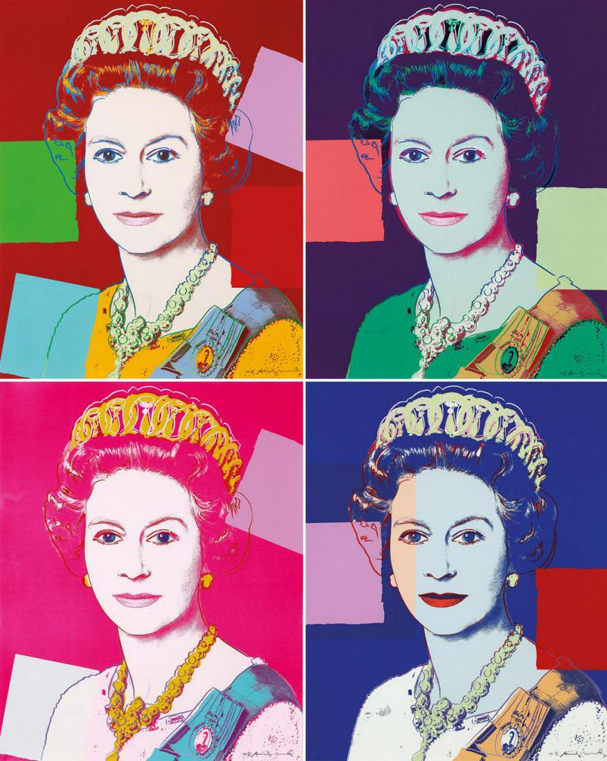 Andy Warhol, Reigning Queens, QUEEN ELIZABETH, 4 Piece Portfolio, Limited Edition serigraph, Sunday (1 of 1)