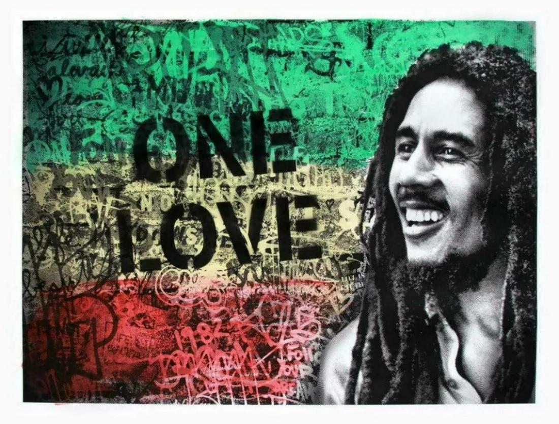 Mr. Brainwash, Happy Birthday Bob Marley - One Love, Hand Finished (1 of 2)