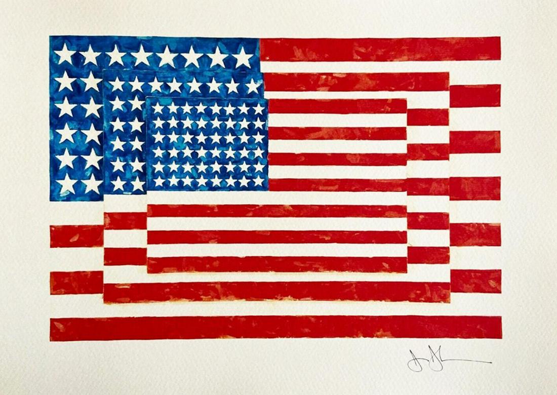 JASPER JOHNS 'THREE FLAGE' 1978, LIMITED EDITION LITHOGRAPH (1 of 2)