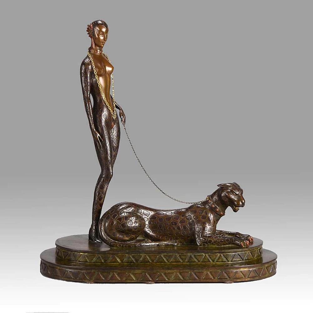 Erte 'La Femme A La Panthere' Bronze Sculpture 1981 (1 of 5)
