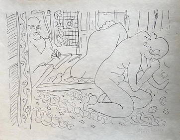 Henri Matisse, 'Modele Reflete Dans Le Miroir Avec Le Maitre' Litograph On Japon - 1960 (1 of 1)
