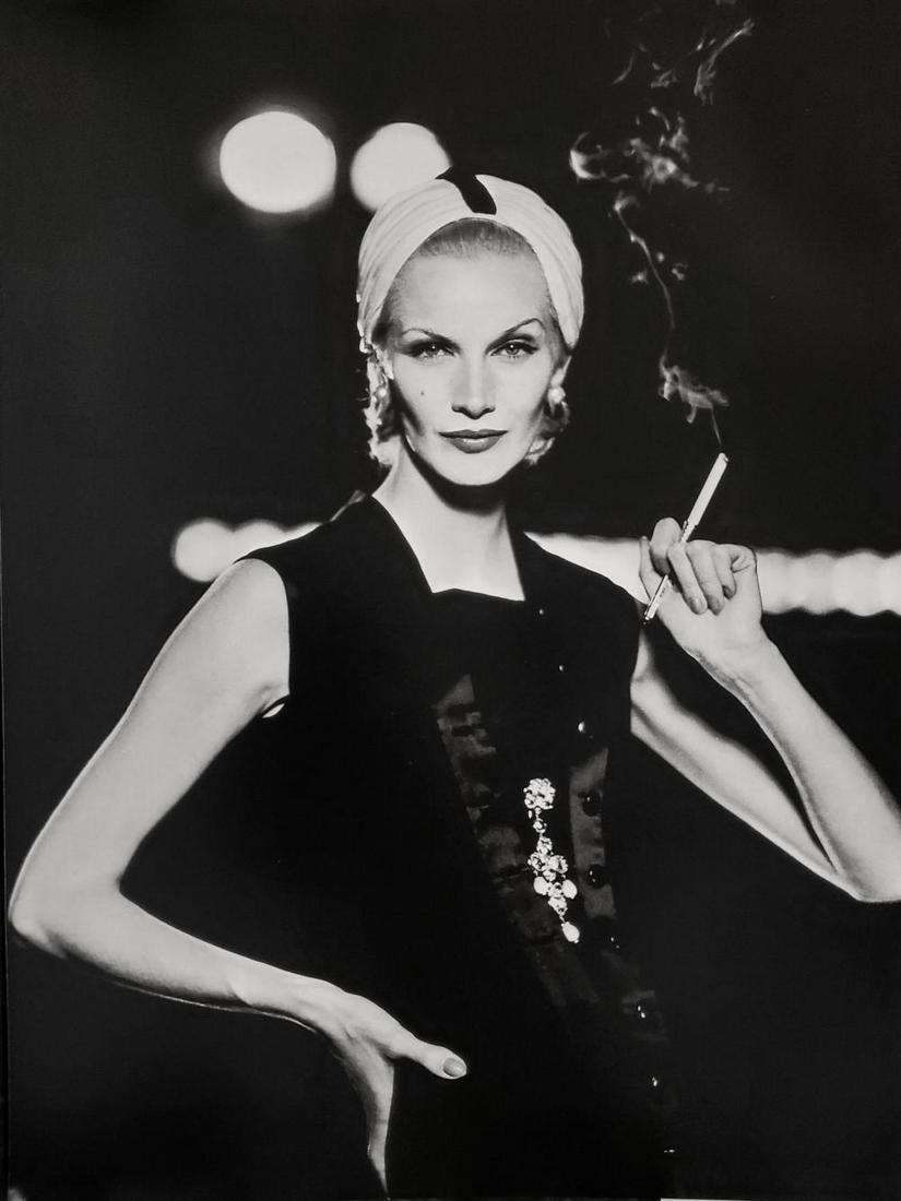 Richard Avedon, Sunny Harnett, Turban and dress by Dior, Theatre Marigny, Paris, 1954: Photographer: Richard Avedon (American, 1923 - 2004) - internationally renowned portrait and fashion photographer, one of the most important and influential photographers during the last half of the t