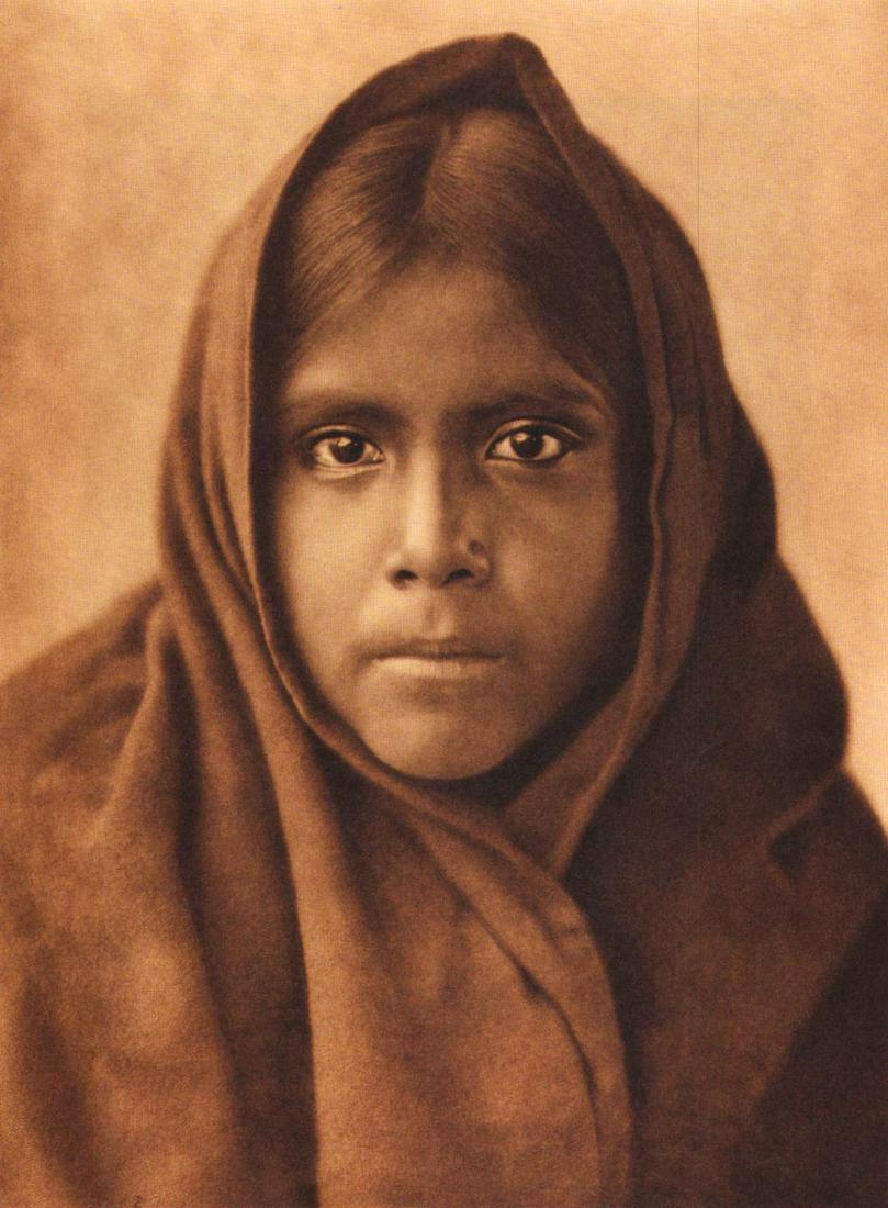 Edward S. Curtis, PLATE 14 Qabatika Girl, 1907: Photographer: Edward S. Curtis (American, 1868 - 1952) - renowned photographer of the American West and the Native American Indian. Title: FIG. 45 Curtis Studio, (Edward S. Curtis and His Daughter Bet