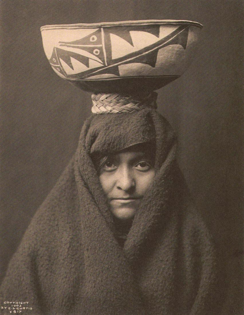 Edward S. Curtis, PLATE 15 A Zuni Woman, 1903: Photographer: Edward S. Curtis (American, 1868 - 1952) - renowned photographer of the American West and the Native American Indian. Title: FIG. 45 Curtis Studio, (Edward S. Curtis and His Daughter Bet