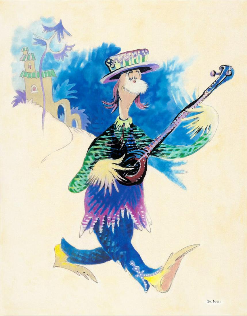 DR. SEUSS 'LOVE AND MUSIC' SIGNED & NUMBERED Mixed-Media Pigment Print on Canvas: DR. SEUSS 'LOVE AND MUSIC' Mixed-Media Pigment Print on Canvas Authorized Estate Edition Image Size: 36" x 28.5 with additional canvas border Limited Edition of 850 Arabic Numbers 99 Patrons’ Collec