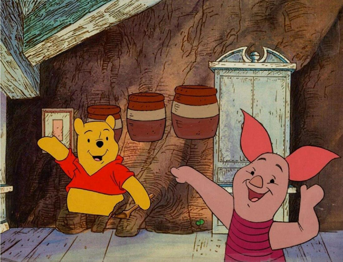 Winnie-The-Pooh & Piglet Original Production Cel Animation Art Disney 1983 (1 of 2)