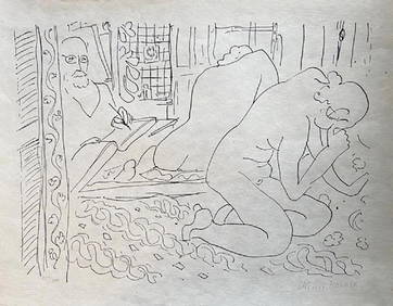Henri Matisse, 'Modele Reflete Dans Le Miroir Avec Le Maitre' Litograph On Japon - 1960 (1 of 1)