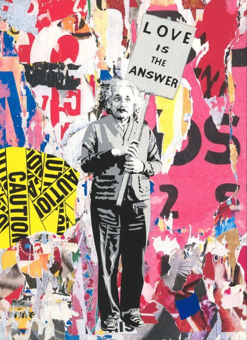 MR. BRAINWASH 'EINSTEIN (LOVE IS THE ANSWER) - 2023' ORIGINAL 1/1 UNIQUE ON PAPER FRAMED, BRAINWASH (1 of 4)