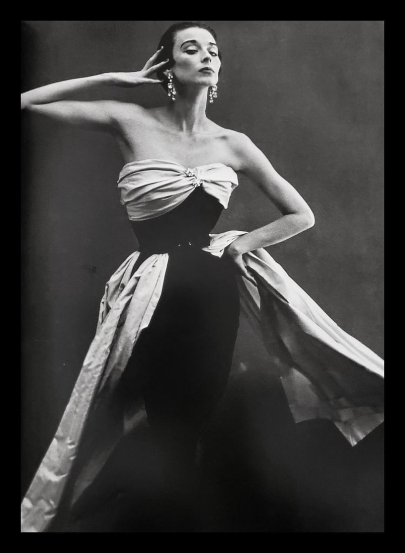 Richard Avedon, Dorian Leigh, Evening dress by Balenciaga, Paris studio, 1949: Photographer: Richard Avedon (American, 1923 - 2004) - internationally renowned portrait and fashion photographer, one of the most important and influential photographers during the last half of the t