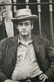 Lawrence Schiller, Paul Newman Portrait as Butch Cassidy, Mexico, 1968, Platinum print: Lawrence Schiller "Paul Newman Portrait as Butch Cassidy, Mexico" Platinum print Date of negative: 1968 Date of print: 2011 Size: 24 X 20 inches Edition: 3/15 (Very rare edition) Signed, numbered and