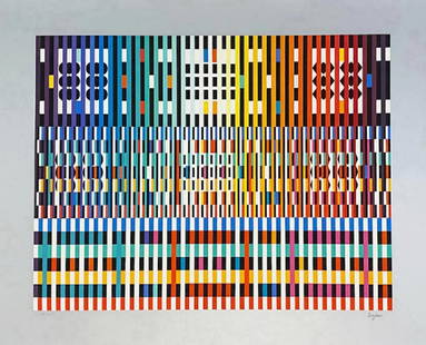Yaacov Agam 'Thanksgiving' (Light)' Serigraph, Signed & Numbered, Publisher Coa: Artist: Yaacov Agam Title: "Thanksgiving' (light)" Limited Edition Print: Serigraph on Paper Edition Size: 180 Size: 27 in x 34 in Hand Signed and numbered by the artist CERTIFICATE OF AUTHENTICITY IN