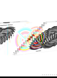 Frank Stella Jigsaw Shaped Puzzle: The MoMA Frank Stella Shaped Puzzle features the artist’s colorful geometric painting, Firuzabad Artist: Frank Stella 750 Pieces Puzzle Size: 24.5 x 16.25" Box Size: 11.375 x 8.375 x 2", 289 x