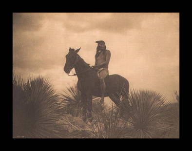 Edward S. Curtis, PLATE 90 The Scout Apache, CA, 1906: Photographer: Edward S. Curtis (American, 1868 - 1952) - renowned photographer of the American West and the Native American Indian. Title: FIG. 45 Curtis Studio, (Edward S. Curtis and His Daughter Bet