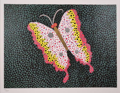 Yayoi Kusama "Butterfly" 2011, Limited edition lithograph: Yayoi Kusama "Butterfly" The lithograph was printed in 2011 by the Mori Art Museum, Tokyo, Japan in 200 copies, Numbered in pencil The work measures 11.75x15.5 Inches. Condition: In Excellent conditio