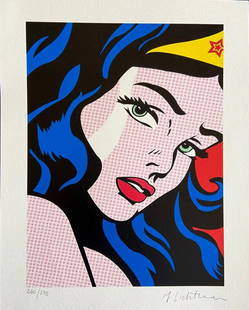 Roy Lichtenstein 'Wonder Woman - 1986' Limited edition lithograph: Roy Lichtenstein "Wonder Woman" Lithograph from an original work by Roy Lichtenstein, printed in 1986 28x35 cm Edition of 275, numbered in pencil Plate Signed Signature Published by Birkhauser Kunstve