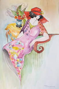 TARKAY, ITZCHAK, ORIGINAL WATERCOLOR ON PAPER: Artist: TARKAY, ITZCHAK Title: UNTITLED Size: 16 X12 INCHES Medium: WATERCOLOR ON PAPER Edition: ORIGINAL Description: Hand signed by the artist The artwork is in excellent condition Publisher Certifi