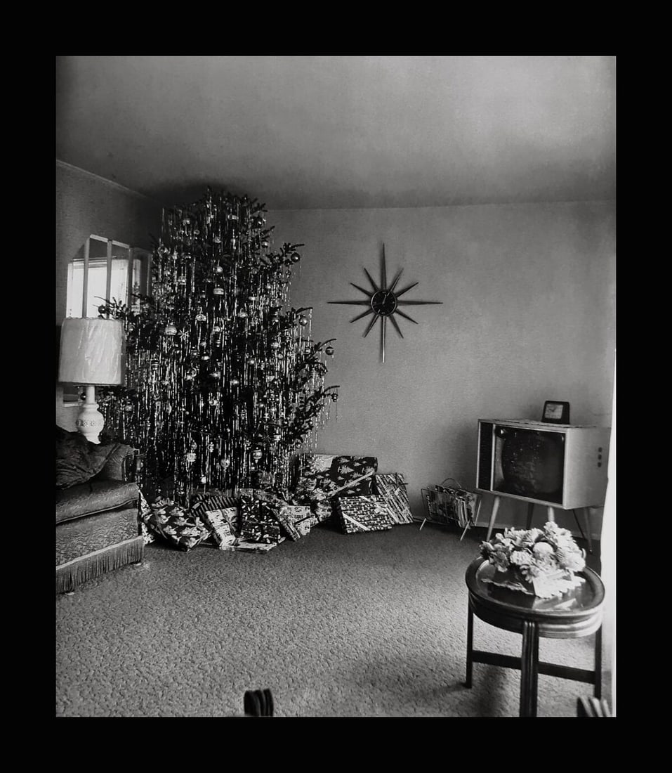 Diane Arbus, Xmas tree in a living room, Levittown, L.I., 1963: Photographer: Diane Arbus Born: March 14, 1923, New York, New York, United States. Died: July 26, 1971, Westbeth Artists Housing, New York, United States. Diane Arbus was an American photographer. Arb