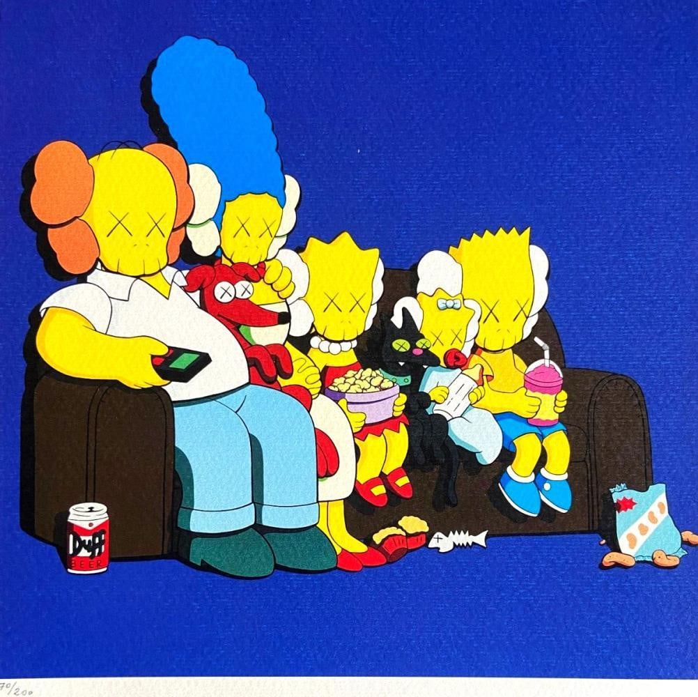 KAWS 'WITHOUT TITLE (KIMPSONS) - 2021: Kaws "Untitled, Kimpsons" The lithograph was printed in 2021 by the Mori Art Museum Tokyo, Japan in 200 copies, Numbered in pencil The work measures 11.75x11.75 Inches. Condition: In Excellent conditi
