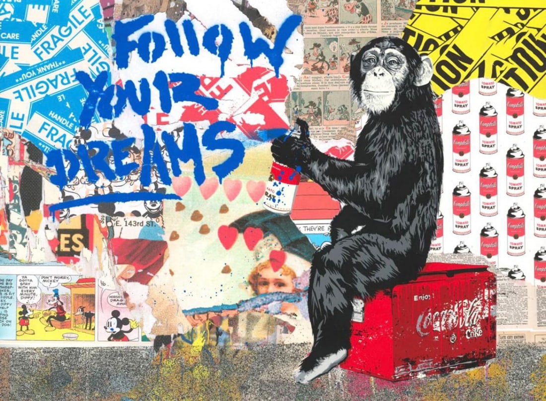 Mr. Brainwash 'Everyday Life - 2023' ORIGINAL 1/1 UNIQUE ON PAPER FRAMED, BRAINWASH COA (1 of 7)