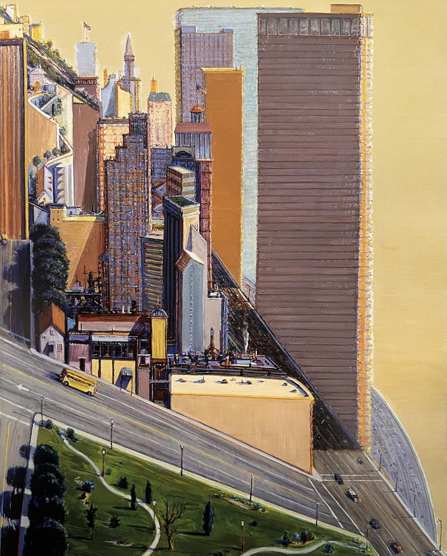 Wayne Thiebaud, Uphill Streets, 1992-94: Artist: Wayne Thiebaud Title: Uphill Streets Year: 1992-94 Date Of Print: 2012 Approximate Dimensions: 9 x 7 Mat size: 14 x 16 inches Publisher: Acquavella Galleries, New York Print/Printmaer: Phoenix