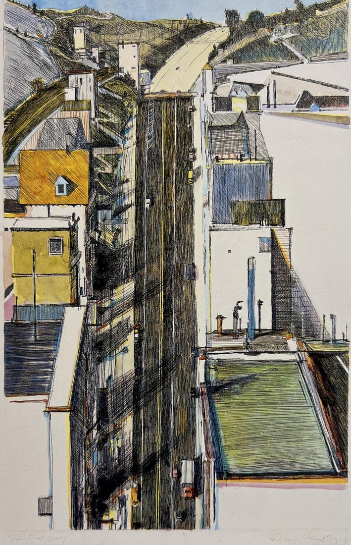 Wayne Thiebaud, Downgrade, 1979, Plate Signed, Dated & Titled (1 of 1)