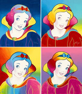Peter Max Walt Disney Snow White Suite 4 Color Silkscreen Set Hand Signed & numbered, Framed: PETER MAX (American b. 1937) Disney Suite: Snow White, group of 4 Serigraph 16 x 14 in. each Framed: 45" x 42" Each signed & numbered Edition: 311/500 In excellent condition Comes with Letter of Authe