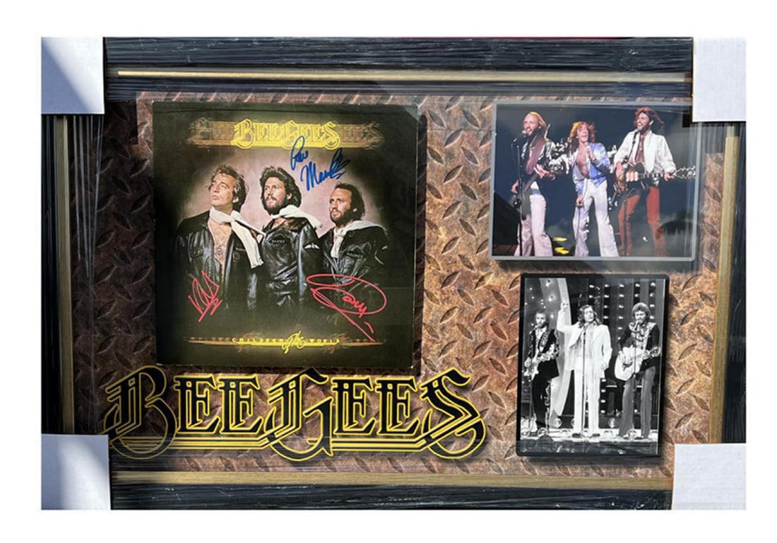 BEE GEES (ALL THREE), AUTOGRAPHED SIGNED ALBUM RECORD, FRAMED WITH COA (1 of 2)