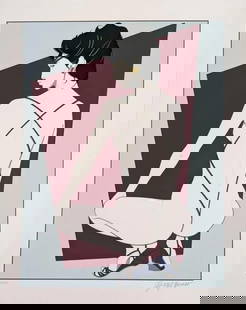 Patrick Nagel, from the The Playboy Portfolio I, 1986 Signed and Numbered 3: Patrick Nagel "Playboy Porfolio II" Serigraph Publication date- 1986 Edition- Edition of 1250 pieces signed and numbered Print measures 20 x 16 Inches Estate signed by Jennifer Nagel.Condition Report-