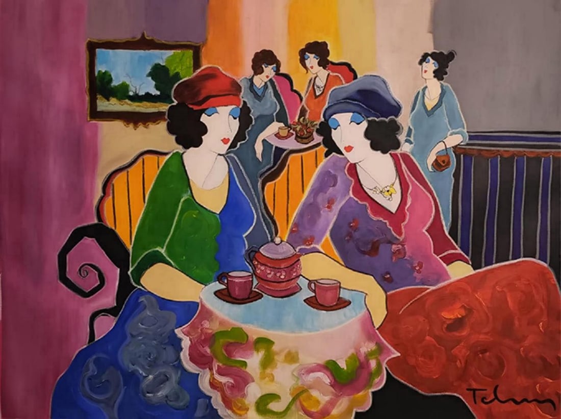 Itzchak Tarkay, Friendship I - 1994, Original Mixed Media On Canvas (1 of 1)