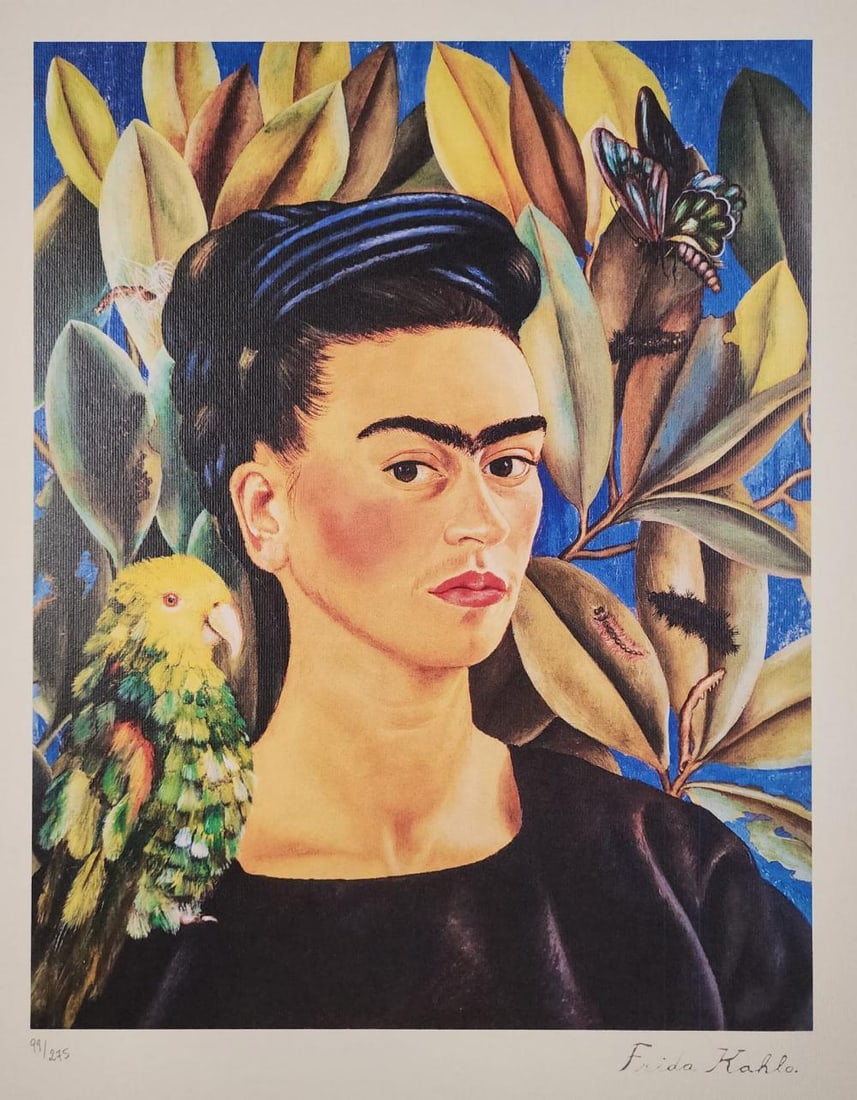 FRIDA KAHLO 'SELBSTPORTRAT MIT PAPAGEI' 1986, LIMITED EDITION LITHOGRAPH (1 of 2)