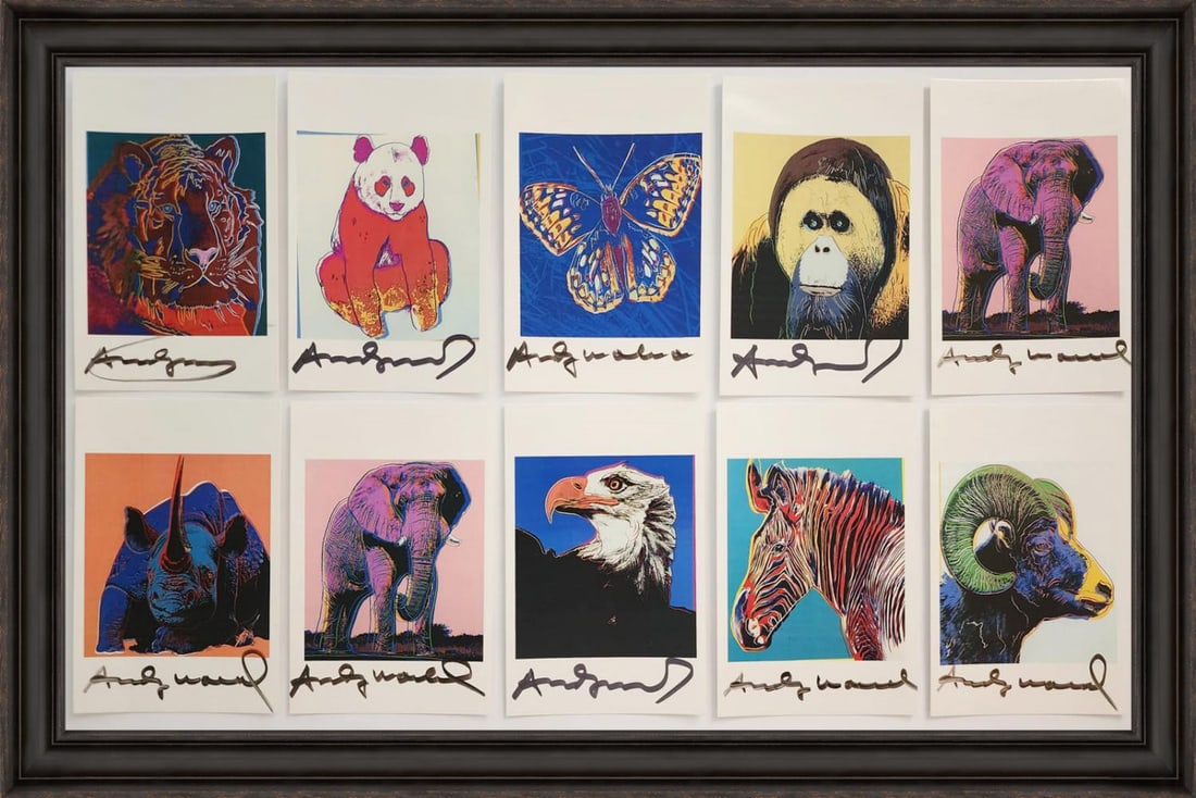 Andy Warhol "Endangered Species Announcement Cards" (Full Set of 10) Signed, Framed (1 of 1)