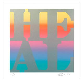 Robert Indiana, Heal - Silver variation, 2014, edition of 5, Silkscreen: Artist ROBERT INDIANA Heal Year: 2014 Medium: Silkscreen, 2-Ply Museum Board Edition: 3/5 Signed & numbered in pencil Dimensions: 40.5H x 39.5W in (image size) Framed approx: 48 x 47.5 in. Condition:
