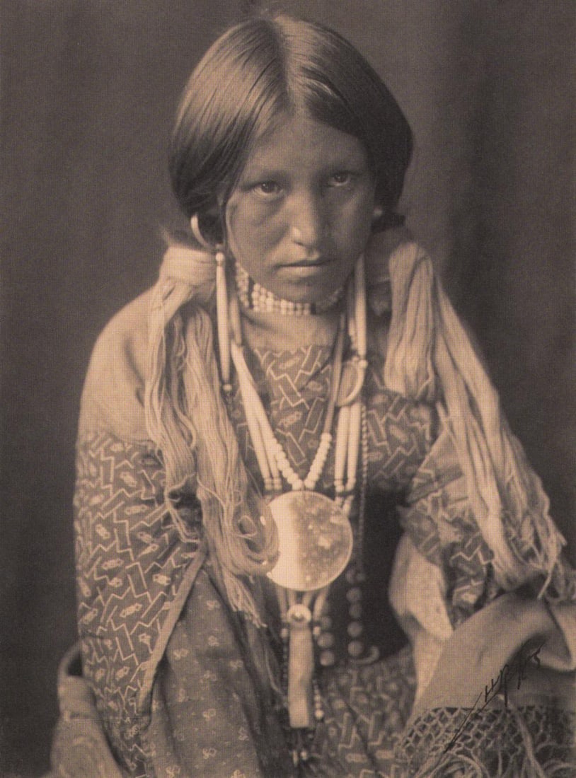 Edward S. Curtis, PLATE 22 Untitled (Jicarilla Girl), CA, 1904: Photographer: Edward S. Curtis (American, 1868 - 1952) - renowned photographer of the American West and the Native American Indian. Title: FIG. 45 Curtis Studio, (Edward S. Curtis and His Daughter Bet