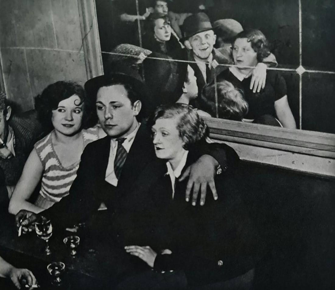 Brassai, Group in a dance hall, 1932: Photographer: Brassa? (pseudonym of Gyula Halász, 1899 – 1984) - historically important Hungarian photographer, sculptor and filmmaker who rose to fame in France. Title: Group in a dance hall Type