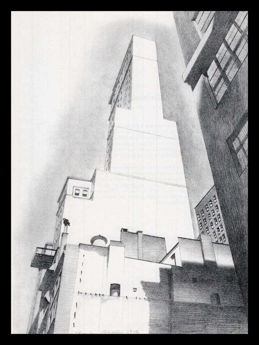 Charles Sheeler, Delmonico Building, 1926: Artist: Charles Sheeler Title: Delmonico Building Date Of Negative: 1926 Type Of Print: Vintage Photogravure/Lithograph, Printed from the original plate Date Of Print: 1939 (82 years old print) Paper: