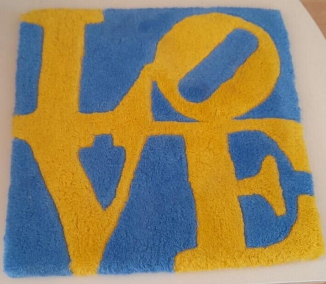 ROBERT INDIANA, SPRING - LOVE, MULTIPLE WOOL SIGNED & NUMBERED, BLUE & YELLOW (1 of 2)