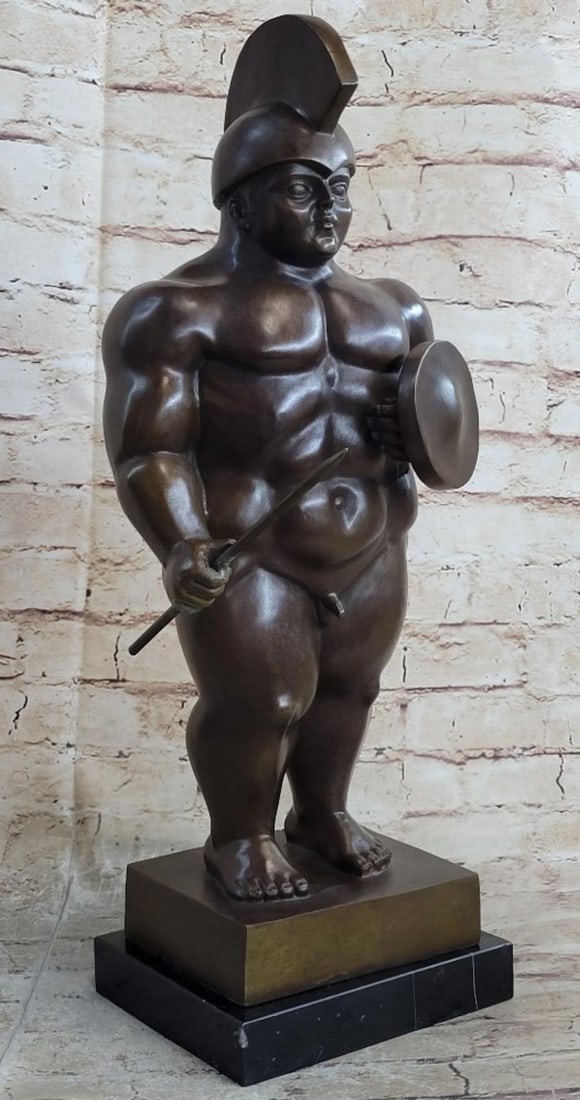 FERNANDO BOTERO, LARGE ROMAN WARRIOR BY  BRONZE SCULPTURE MARBLE BASE STATUE FIGURINE DECOR (1 of 4)